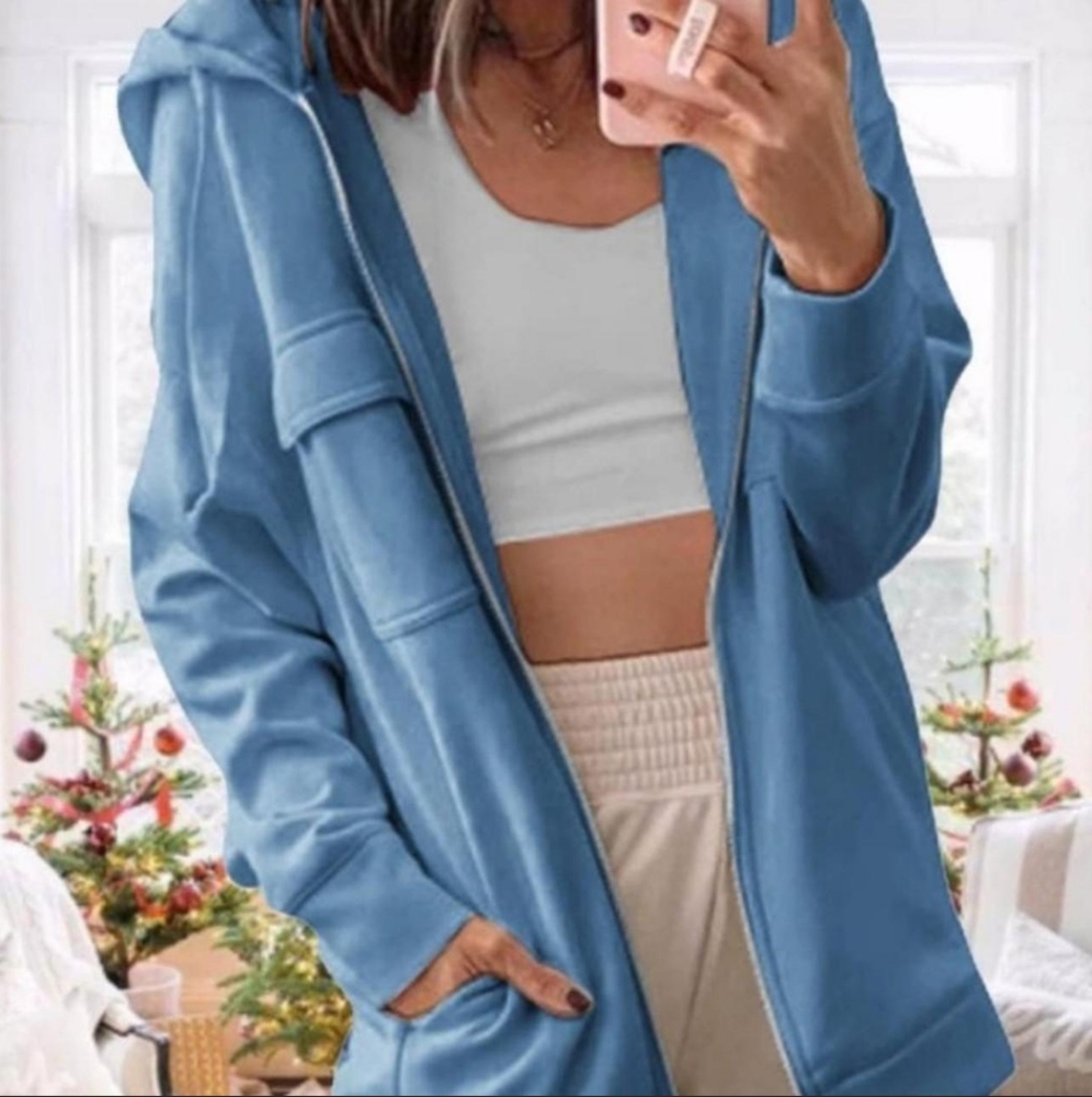 Teal Zip-Up Hoodie
